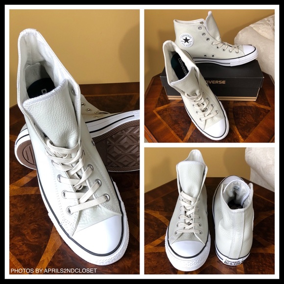 CONVERSE LEATHER CHUCK TAYLOR HIGH TOPS SNEAKERS - Picture 7 of 8